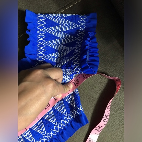 Ted Baker Smocked Bardot Bikini Top In Bright Blue size 1 - Picture 6 of 7